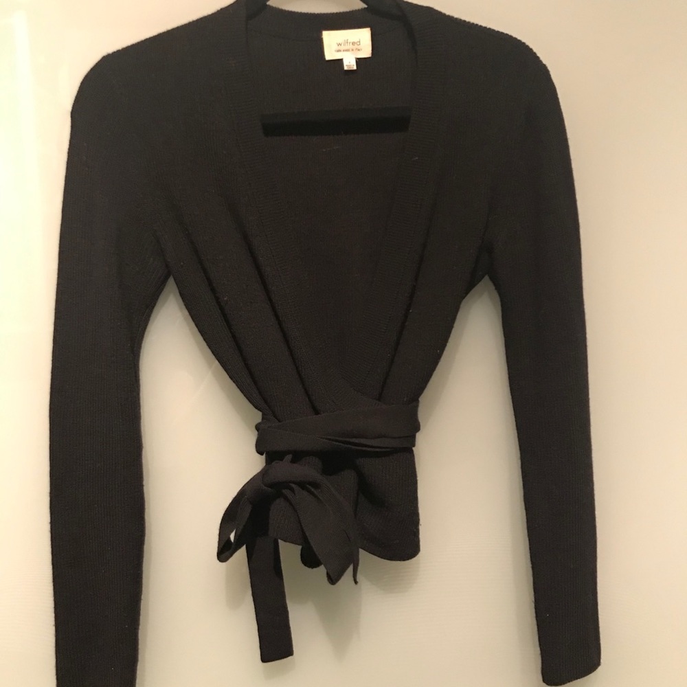 Wilfred black wrap knit sweater